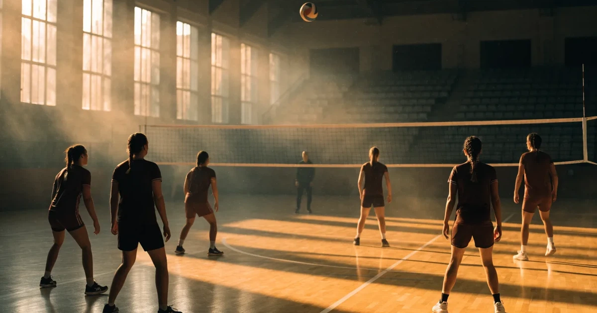 Uma bola de futebol no ponto central de um relvado, à luz da manhã